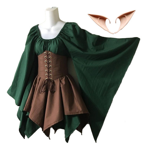 Vestido Medieval Gótico Victoriano Para Mujer Elfos Elfos Co