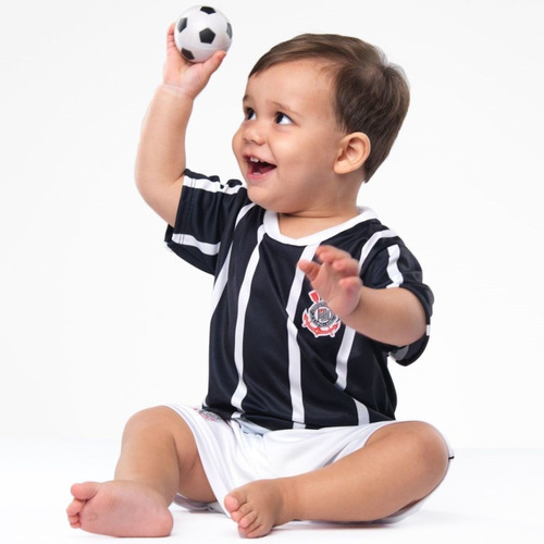 Camisa Infantil Corinthians Torcida Baby + Calção Micro Dry