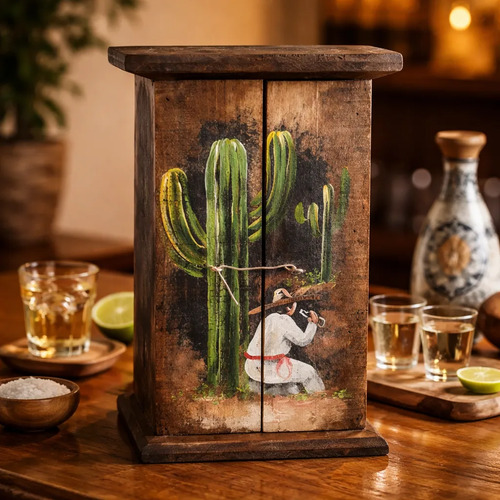 Licorera Muebles Garcia Tequilero Rústico Oleo
