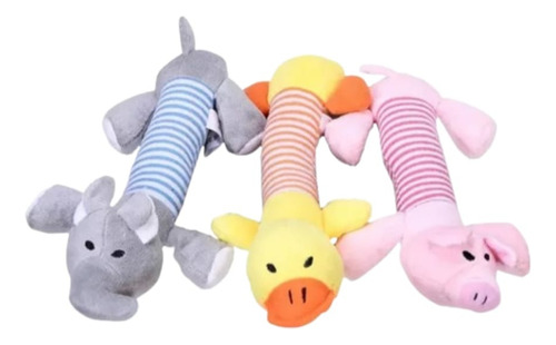 Kit 3 Pelúcias Pato Elefante Porco Apito Cachorro Pet Cães