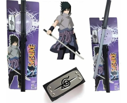 Espada Katana Sasuke Uchiha + Funda + Cinto + Bandana Naruto