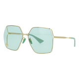 Gucci Gg0817s 003 Geometric Shape Verde Dorado