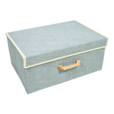 Caja Canasto Organizador De Tela Lino Plegable 33x24x18 Cm Ideal Ropa Multiuso Color Gris Claro