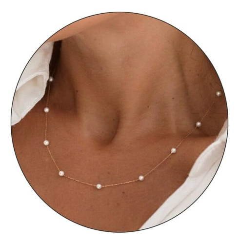 Tosgmy Collar De Perlas De Oro Para Mujer, Gargantilla De Pe