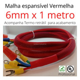 Malha Náutica Vermelha 6mm X 1 Metro + Termo Retrátil C/ Nf