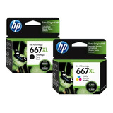 Pack 2 Cartucho De Tinta Original Hp 667xl Negro Y Color 