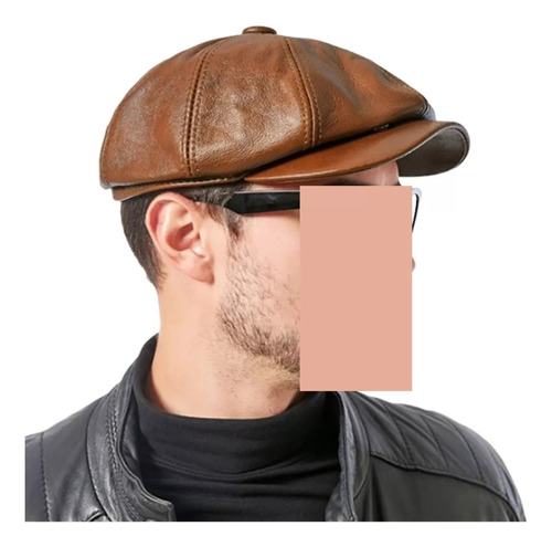 Boina Marrón Para Hombres Gorras Octogonales De Cuero