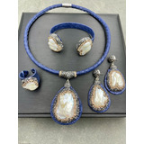 Collar,aretes,anillo,brazalete ,piel Y Perlas Naturales