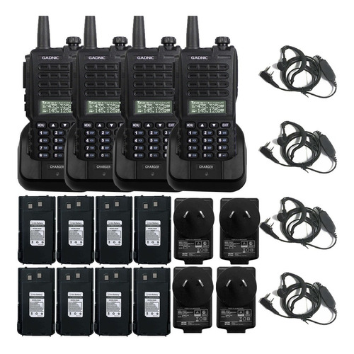 Radio Handy Largo Alcance 10w Bi Banda Kit X4 Baterías Extra