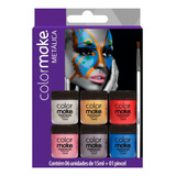 Kit Tinta Metálica Colormake 1004 Vegano 6 Cores + 1 Pincel