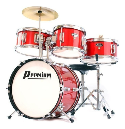 Bateria Kids Infantil Premium Dx35j Junior C/ Prato Banco Cor Vermelha