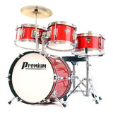 Bateria Kids Infantil Premium Dx35j Junior C/ Prato Banco Cor Vermelha