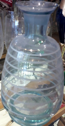 Antigua Licorera Botellon Cristal Soplado Azul Veneciano 21