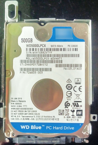 Disco Duro Sata Western Digital 500 Gb Wd5000lpcx-60vhat1 P/