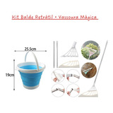 Kit Balde Retrátil 5l + Vassoura Mágica/rodo Multifuncional