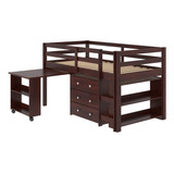 Donco Kids Estudio - Cama Tipo Loft Baja Moderna Con Acabado