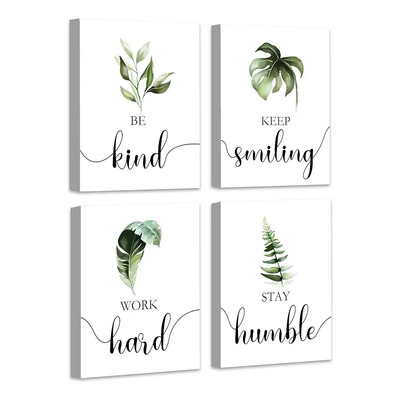 4 Cuadros Decorativos Frases Plantas Hogar Arte Moderno Motivacion | Meses sin interés