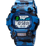 Reloj Militar Hombre Burk 1633 Cronometro Alarma Digital Luz Malla Azul Militar