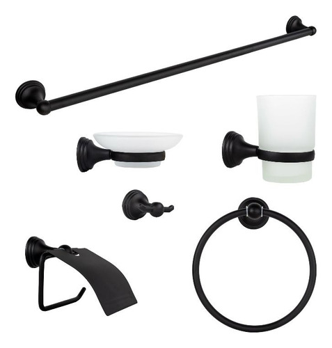 Accesorios Para Baño 6 Piezas Color Negro Fleximatic 