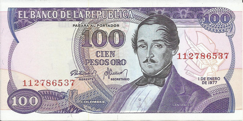 Colombia 100 Pesos Oro 1 Enero 1977 - 9 Dígitos