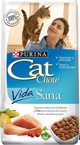 Cat Chow Gatos Vida Sana Salmón Y Pollo 3 Kg