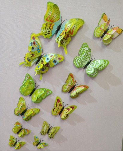 12 Borboletas 3d  Butterfly Decorar Enfeite Diversas Cores 