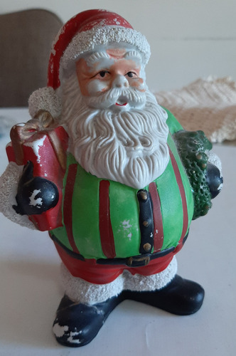 Papa Noel De Ceramica Pintado Antiguo Retro Vintage Navidad