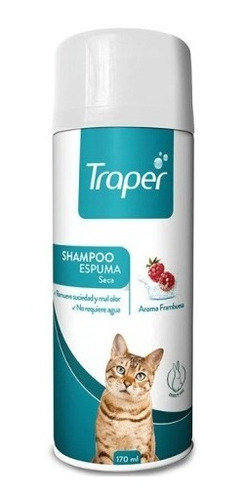 Shampoo Espuma Seca Traper Gato 170ml Aroma Frambuesa 2 Unid