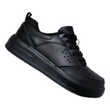 Zapatilla De Cuero Juvenil Temporada Escolar Negro 7503