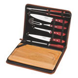 Kit Para Churrasco Tramontina Em Aço Inox Cabo Vermelho Pol