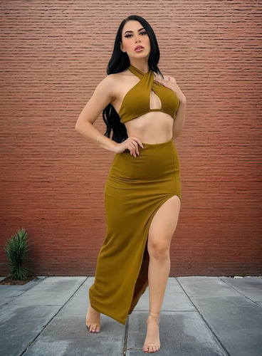 Sexy Falda Con Abertura En Pierna Y Top | Meses sin interés