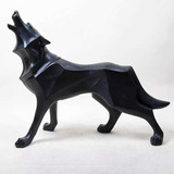Estátua Luxo Artesanal Cão Lobo Resina Enfeite Lindo