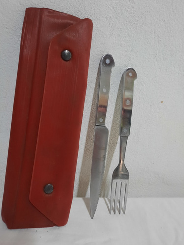 Cuchillo Antiguo Y Tenedor Con Estuche Original 