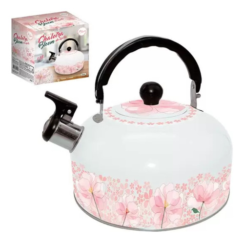 Chaleira Inox Com Apito Bloom 1,8 L Rose Floral - Art House