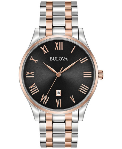 Relógio Bulova 98b279 Orig Chron Anal Gold Silver Black