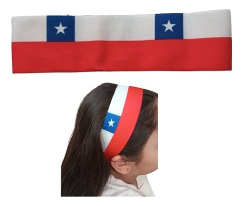 Cintillo Elasticado Estampado Diseño Bandera Chilena