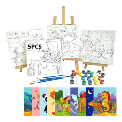 5 Lienzos Para Pintar 25x30 Dibujo Infantil Artístico Pincel | Envío gratis