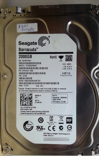 Disco Seagate St2000dm001 2tb Sata 3.5 - 826 Recuperodatos