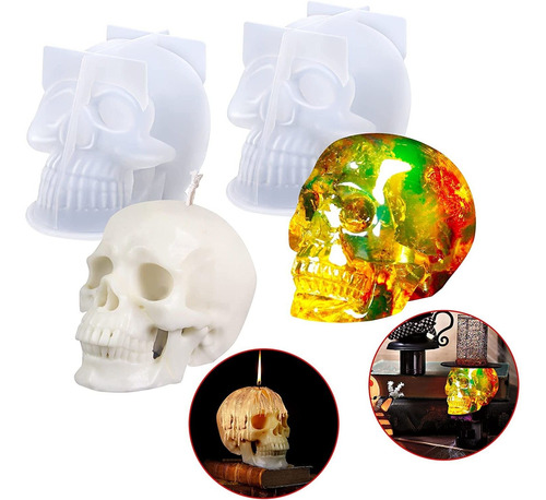 2 Velas De Calavera 3d Para Hacer Moldes Velas De Halloween