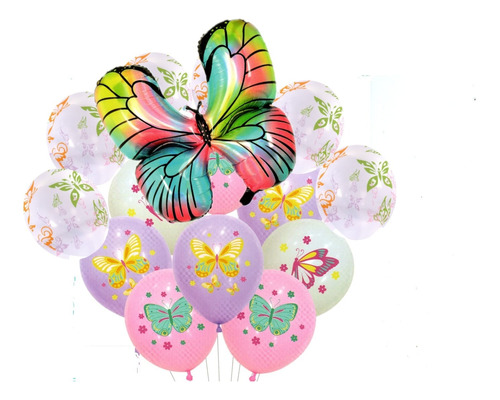 Set Globos Diseño Mariposas Decoración Cumpleaño Globifiesta