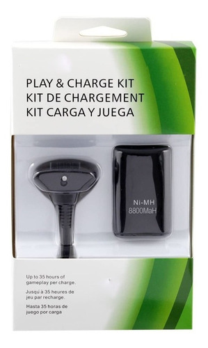 Kit Carga Y Juega Xbox 360 Batería 8000mah Y Cable Cargador