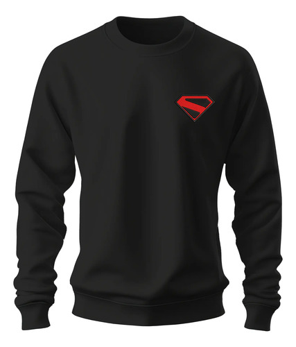 Sudadera Sweater Bordado Legacy Logo Superman Comics Negro | Envío gratis