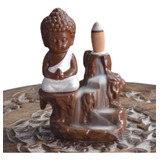 Incensário Cascata Buda Meditando Branco 10cm Brinde Incenso