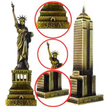Estátua Da Liberdade 25cm + Empire State 22cm Miniaturas
