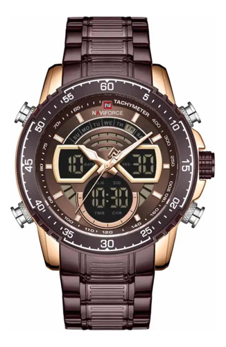 Reloj Naviforce Dual Analógico Y Digital Modelo 9189 Brown