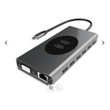 Hub Usb C 15 X 1 Leitor De Cartão Vga Hdmi Base Para Carga