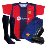 Kit Conjunto Barcelona Time Infantil  Com Meiao E Caneleira