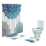 Juego De Baño Set 4 Piezas Cortina, 2 Alfombras, Tapa