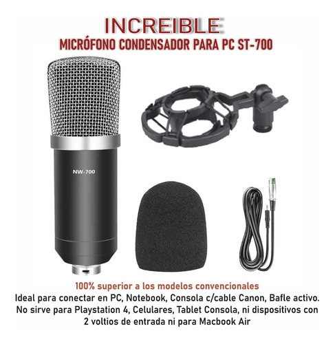 Microfono Condensador Soundtrack St-700 Con Araña