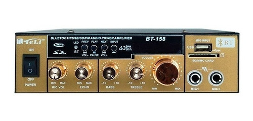 Amplificador Audio Estéreo Bluetooth Usb Sd Mp3 2ch